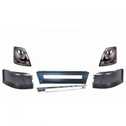 Volvo VNL, VN Truck Bumper Set  Headlights Right Left Center Bumpers Headlight